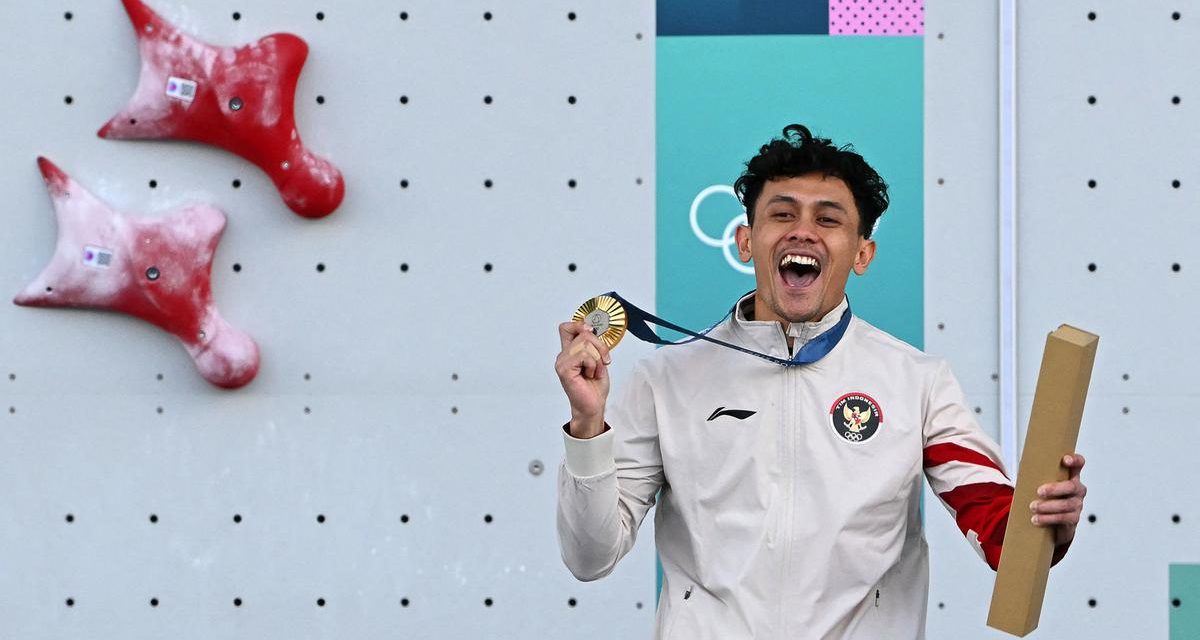 Atlet Indonesia Veddriq Leonardo Sabet Emas Kategori Speed Men