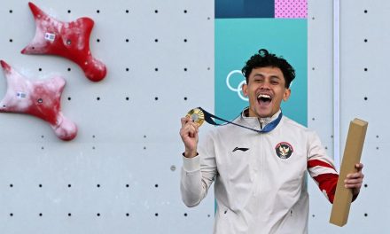Atlet Indonesia Veddriq Leonardo Sabet Emas Kategori Speed Men